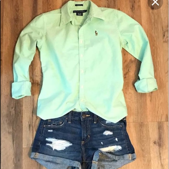 Ralph Lauren Tops - EUC Ralph Lauren Slim Fit Button Down Light Green